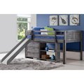 Donco Donco PD-790AAG-C3-785AG Twin Size Louver Low Loft with Slide; 3 Drawer Chest & Small Bookcase in Antique Grey PD_790AAG_C3_785AG